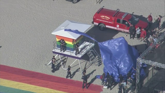 Long Beach unveils new Pride lifeguard tower after original was destroyed in fire