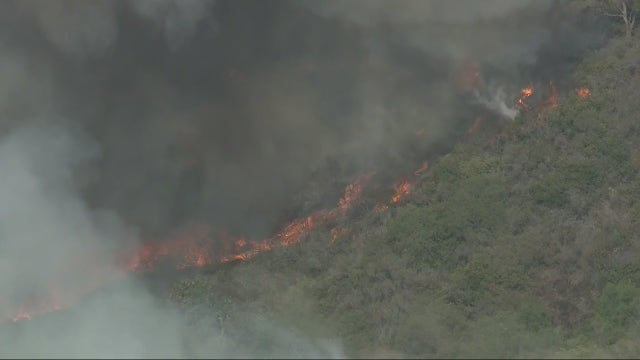 Crews battling brush fire on 73 Toll Road in Orange County