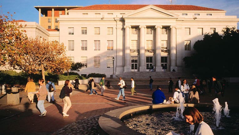 8432149e-Students Strolling Outside University of California at Berkeley Library