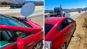 CHP pulls over driver for having satellite dish on hood of car