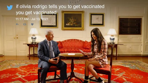 Olivia Rodrigo reads vaccine tweets with Dr. Fauci