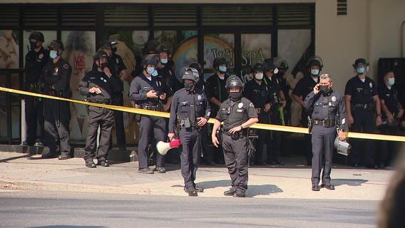 Unlawful assembly declared outside Koreatown spa, several dozen arrested