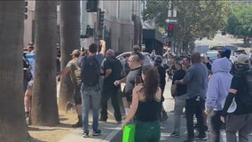 Man stabbed during COVID-19 vaccine protest outside LA City Hall, several others assaulted