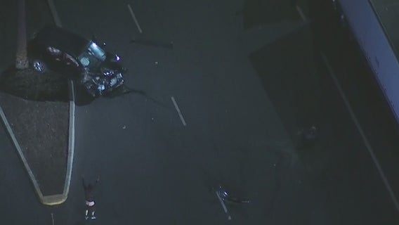 Police chase suspect smashes into semi-truck in South Los Angeles