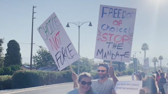 Healthcare workers protest California's vaccine mandate