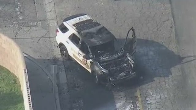 Deputy shot in San Bernardino, deputy cruiser found completely torched at scene