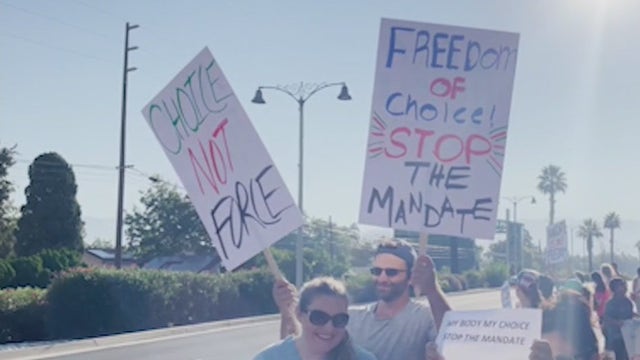 Healthcare workers protest California's vaccine mandate