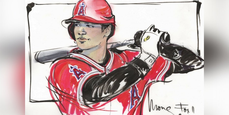 Postcard Shohei Ohtani Colored Pencil Drawing Major Leaguer Baseball Legend