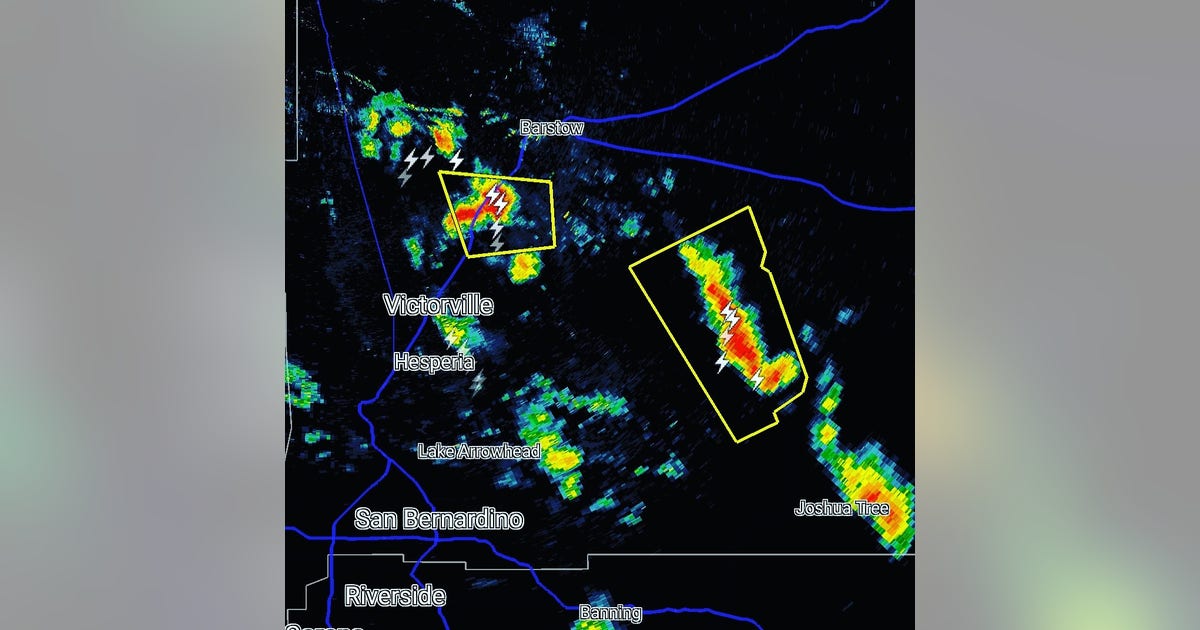 Severe Thunderstorm Warning issued for parts of San Bernardino County ...