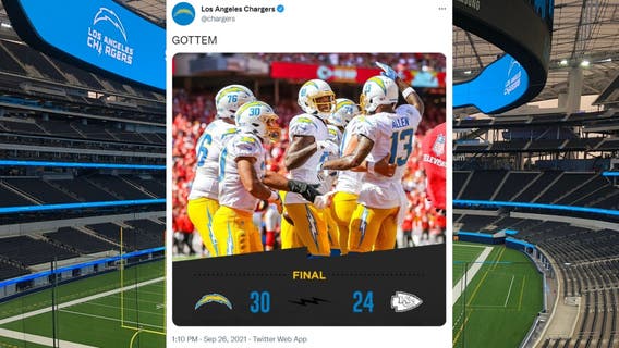 Chargers rally to beat turnover-prone Chiefs in KC