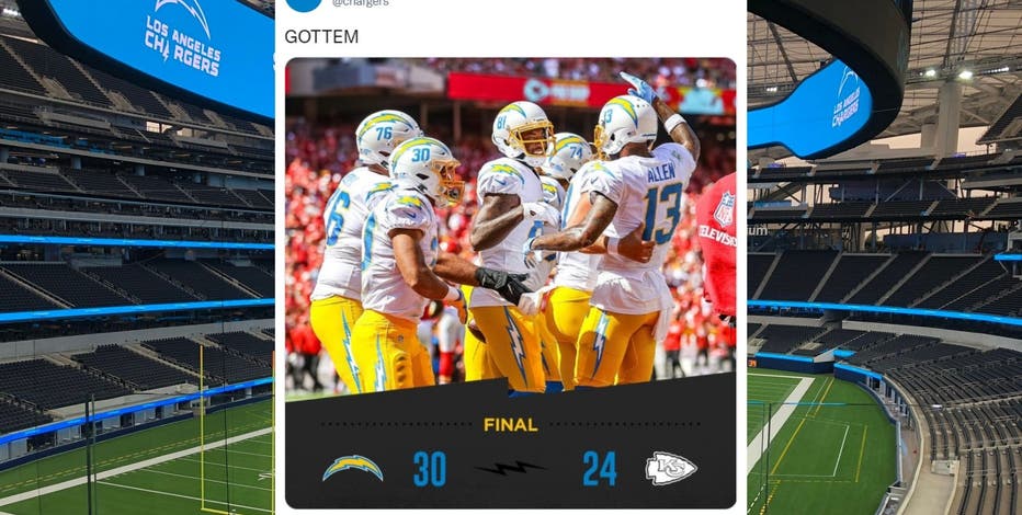 Chargers rally to beat turnover-prone Chiefs in KC