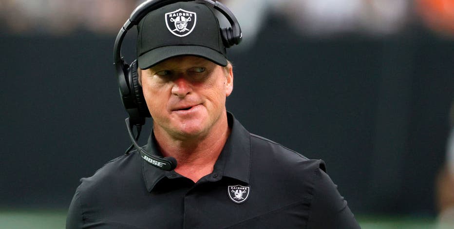 Jon Gruden out as Raiders coach amid scandal, Jon Gruden, email, Las Vegas  Raiders, coach, Jon Gruden out as Raiders coach amid scandal over past  racist and homophobic e-mails.