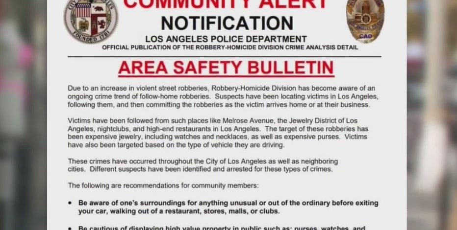 Violent follow-home robberies on the rise in Los Angeles