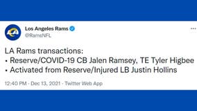 Rams' Jalen Ramsey, Tyler Higbee placed on COVID-19 list, out vs. Cards