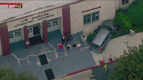 Vehicle crashes into front of elementary school building in Willowbrook area