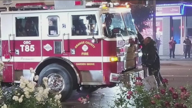 Homeless man stands in front of stolen firetruck to end pursuit in Orange County