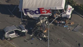 Police investigating deadly multi-car crash involving FedEx truck in Cerritos