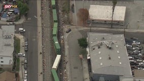 Union Pacific train derails in Lincoln Heights, 17 cars off track