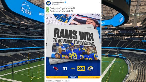 Stafford propels Rams past Cardinals in playoff rout