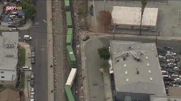 Union Pacific train derails in Lincoln Heights, 17 cars off track