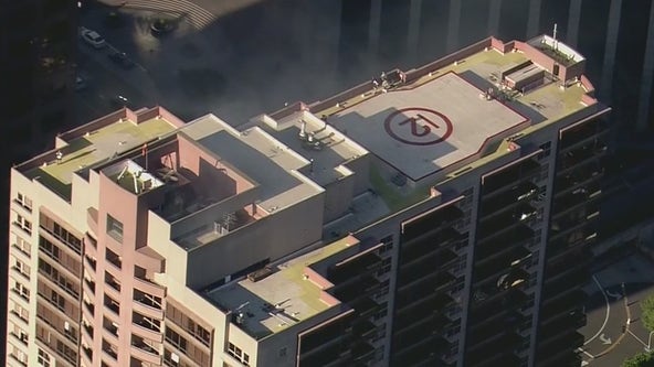 Fire at 27-story high-rise building in DTLA leaves one man with burns on 60% of his body
