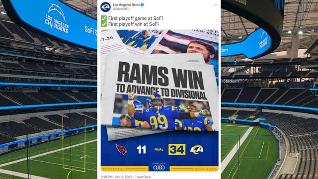 Stafford propels Rams past Cardinals in playoff rout