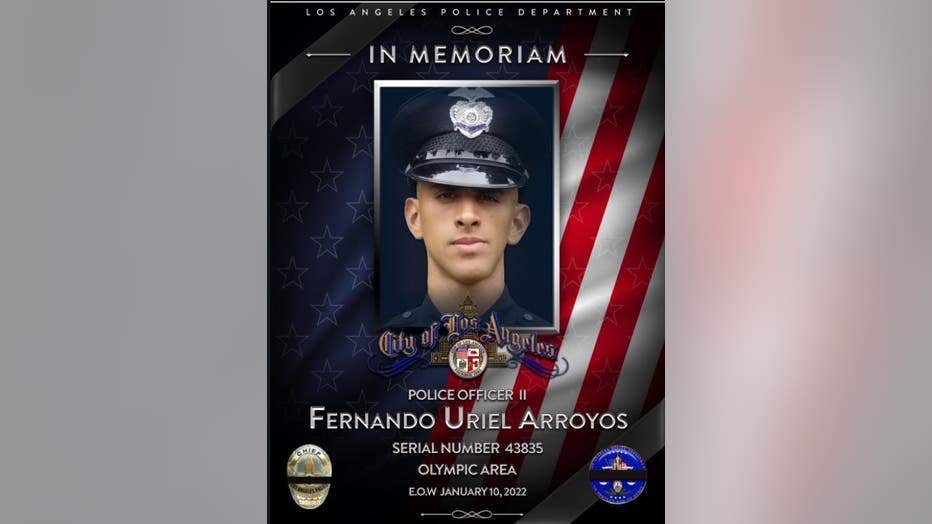 Officer Fernando Arroyos is pictured in a provided "in memoriam" image.