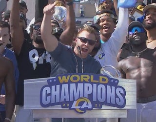 Rams Super Bowl parade: Victory celebration underway from Shrine Auditorium  to LA Coliseum - ABC7 Los Angeles