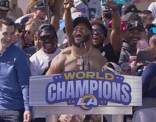 Rams Super Bowl parade: Victory celebration underway from Shrine Auditorium  to LA Coliseum - ABC7 Los Angeles