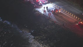 Car flies off the PCH into ocean during hit-and-run crash in Pacific Palisades