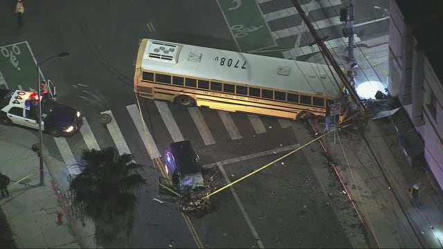 8 injured following crash involving school bus in South LA