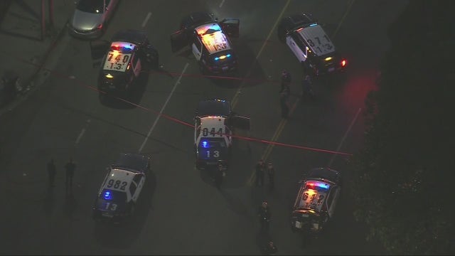 Man accused of pointing handgun at traffic in South LA struck by police gunfire