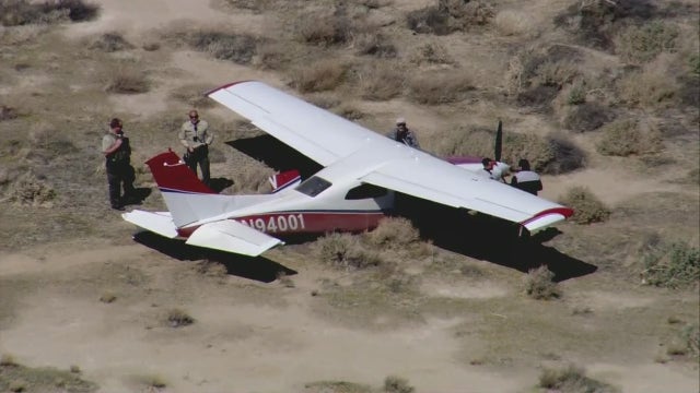 Plane crashes through fence, into dirt at Lancaster airport