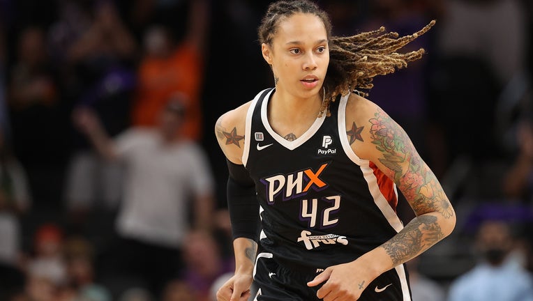 Brittney Griner #42 of the Phoenix Mercury during the first half in Game Four of the 2021 WNBA semifinals at Footprint Center on October 06, 2021 in Phoenix, Arizona.