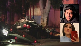 Teen siblings, driver killed after car plows into tree in fiery East LA crash