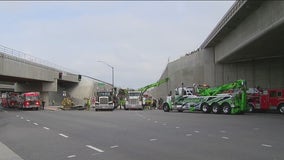 Big rig goes off Burbank freeway; driver injured