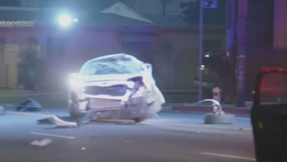 Police pursuit ends in crash in South LA