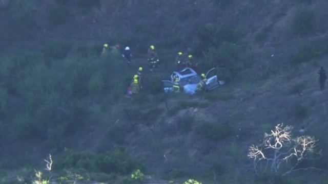 Woman rescued after car goes off cliff in Griffith Park