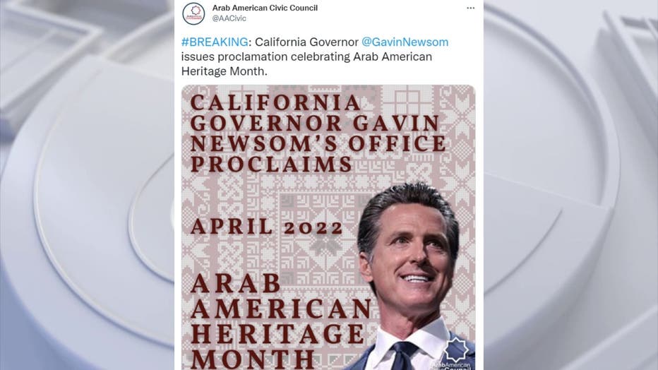 With more than 715,000 residents of Arab descent, California has the largest Arab-American population in the country. On Friday, Gov. Newsom proclaimed April 2022 as 