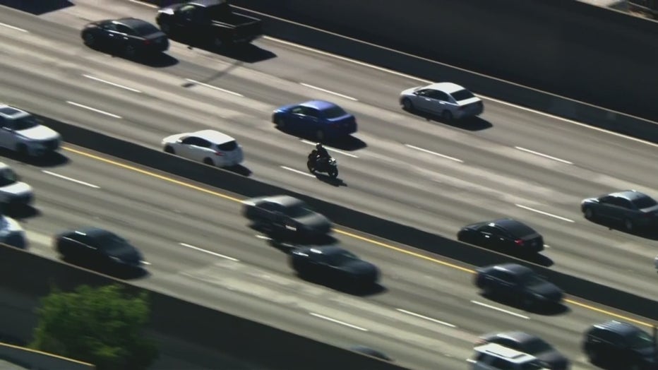 A motorcyclist led authorities on a police chase Friday morning in West LA.