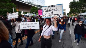 Hundreds rally in downtown LA to support abortion rights