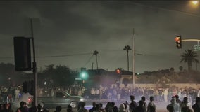 Video: Compton street takeover draws hundreds