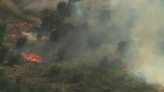Crews put out fire at Hansen Dam