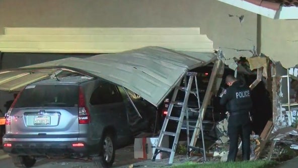 SUV crashes into garage in Upland