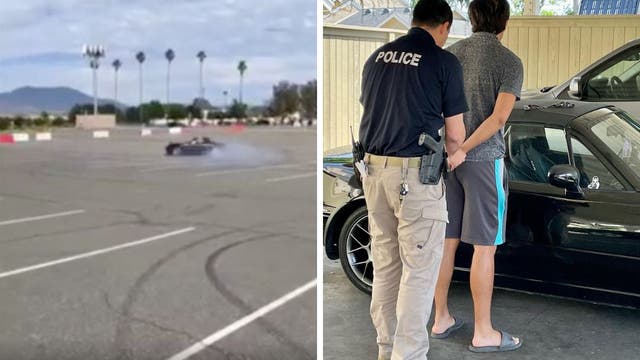 Video: Driver doing donuts in Irvine parking lot arrested