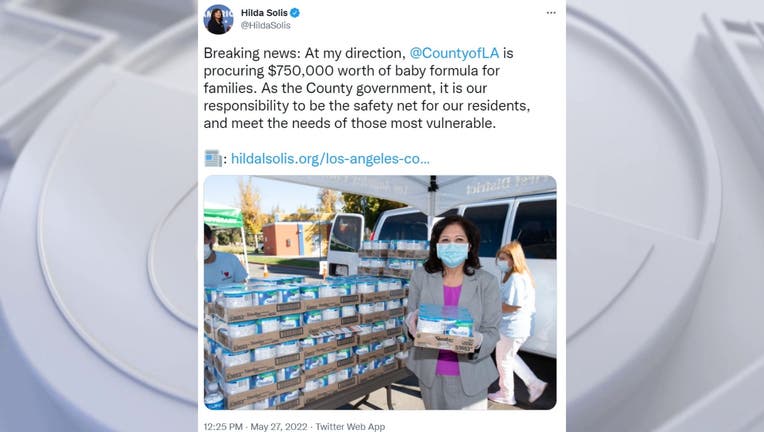 Los Angeles County has purchased $750,000 worth of baby formula to fight the current shortage, Supervisor Hilda L. Solis announced Friday.