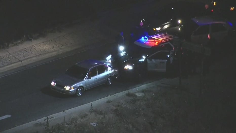 A police chase takes a dangerous turn after the suspect backed into an LAPD cruiser trying to approach them in the Hollywood area.