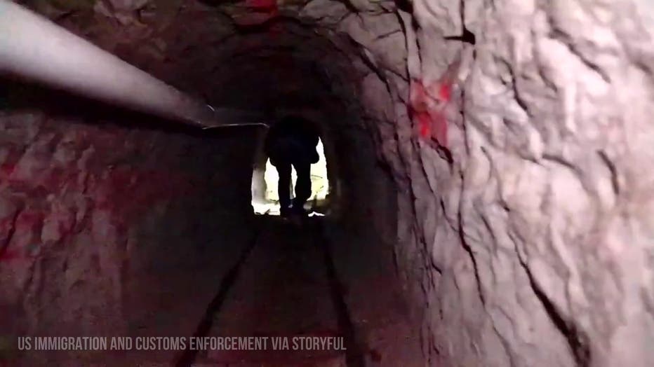 U.S. authorities on Monday announced the discovery of an underground smuggling tunnel on Mexico’s border, running the length of a football field on U.S. soil to a warehouse in an industrial area. US Immigration and Customs Enforcement via Storyful.