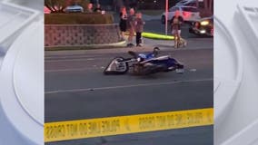 Motorcyclist hurt in multiple-vehicle crash in Fullerton