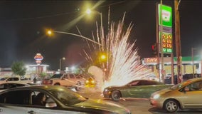 VIDEO: Fireworks erupt at South LA street takeover